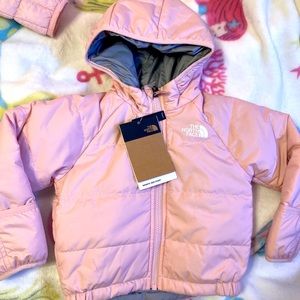 SOLD-Reversible Pink/Gray Infant/Toddler The North Face Jacket Coat New 12-18 m